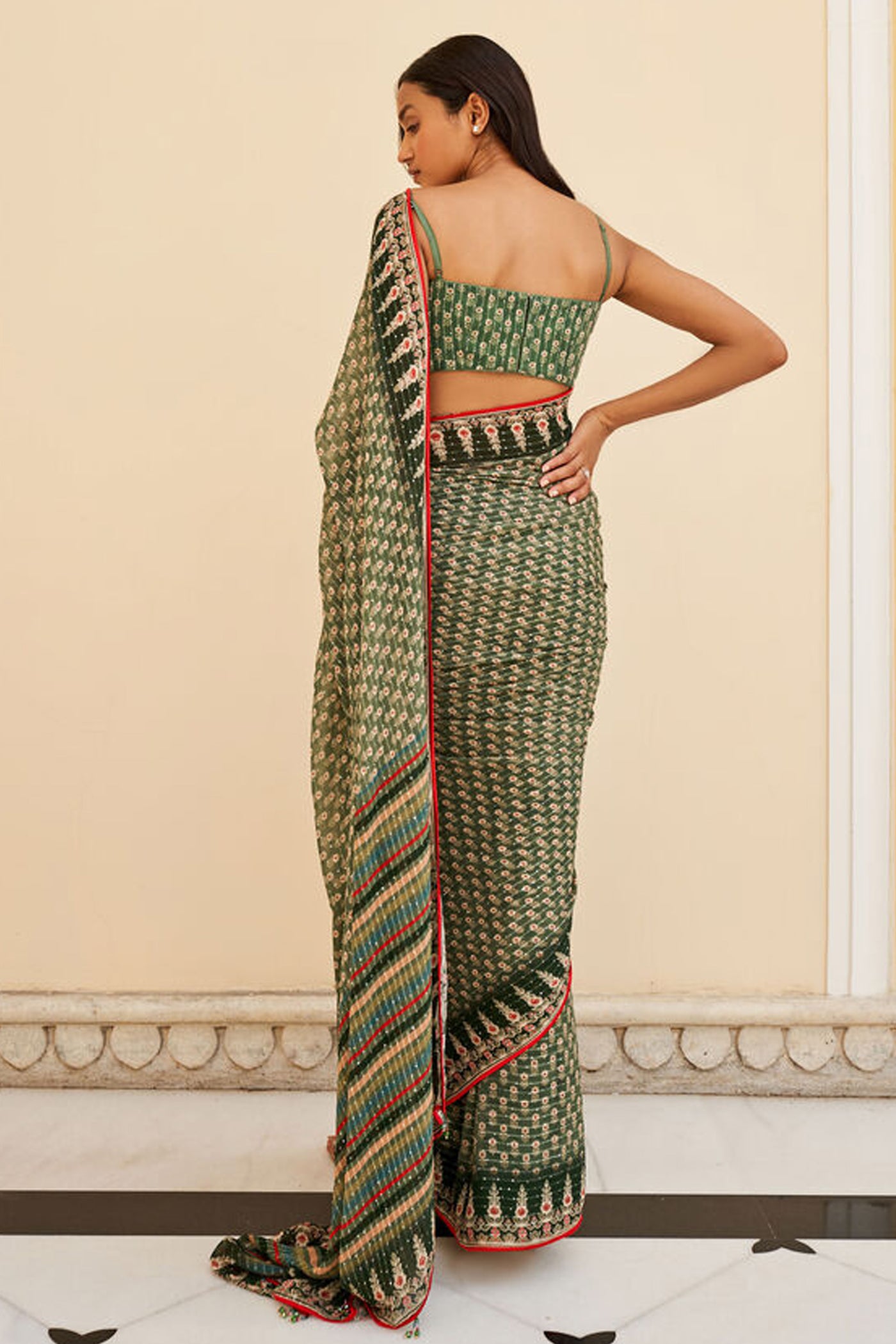 Anita Dongre Anoushka Saree Sage indian designer wear online shopping melange singapore