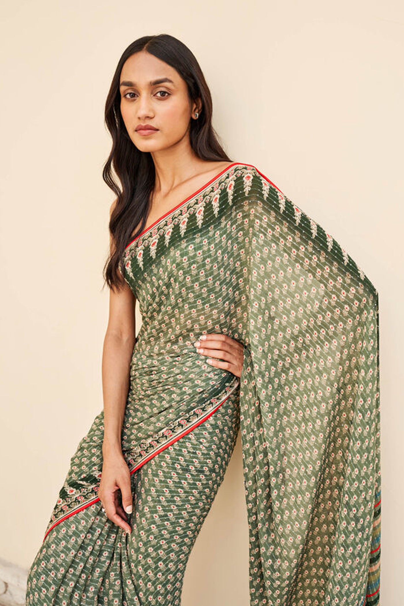 Anita Dongre Anoushka Saree Sage indian designer wear online shopping melange singapore