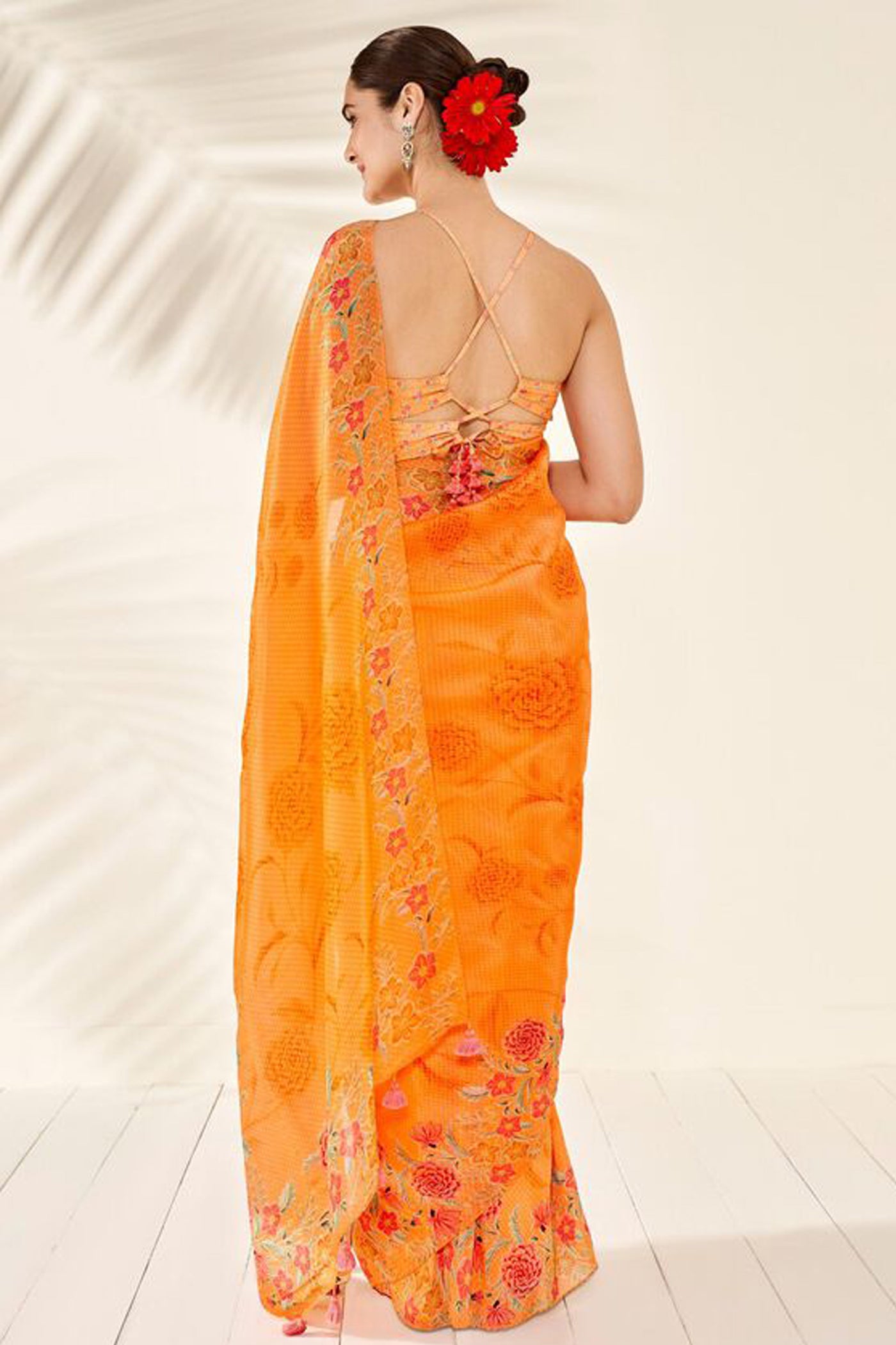 Anita Dongre Anya Saree Orange indian designer wear online shopping melange singapore