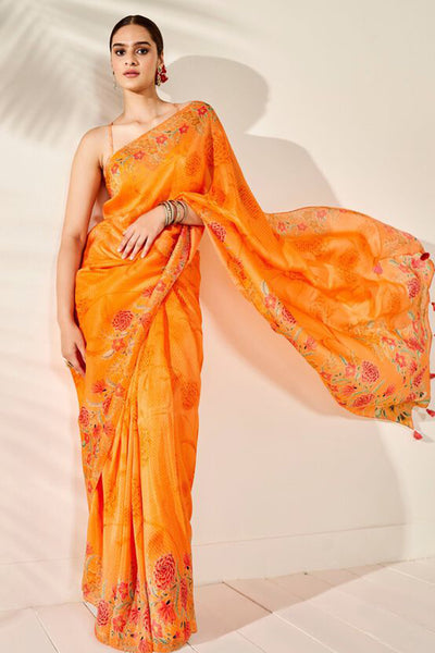 Anita Dongre Anya Saree Orange indian designer wear online shopping melange singapore