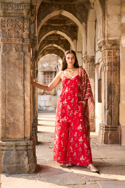 Anita Dongre Aura Sharara Set Red festive indian designer wear online shopping melange singapore