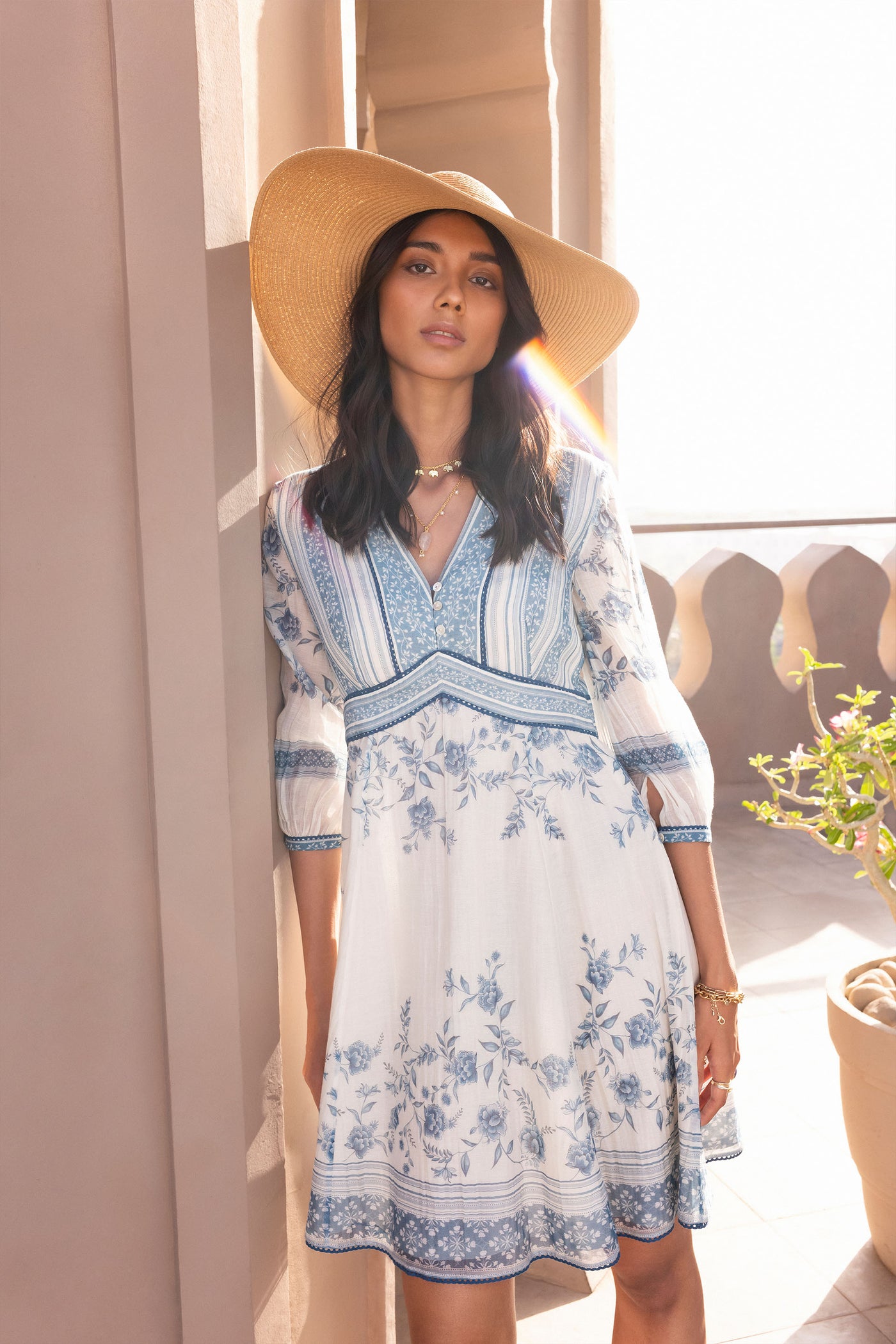 Anita Dongre Aviva Dress Blue western indian designer wear online shopping melange singapore