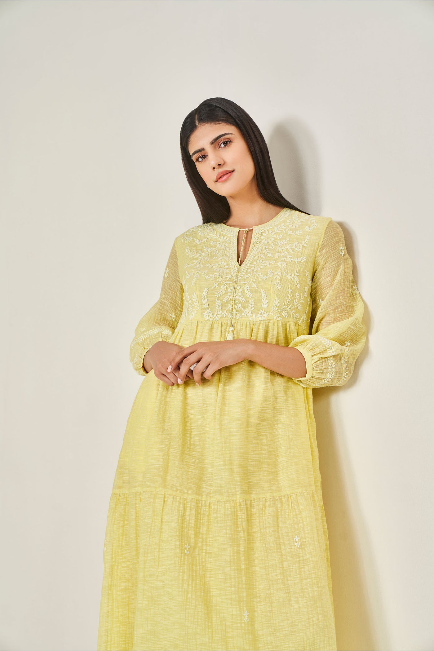 Anita Dongre Blossom Dress Yellow western indian designer wear online shopping melange singapore