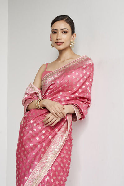 Anita Dongre Briti Benarasi Saree Pink indian designer wear online shopping melange singapore