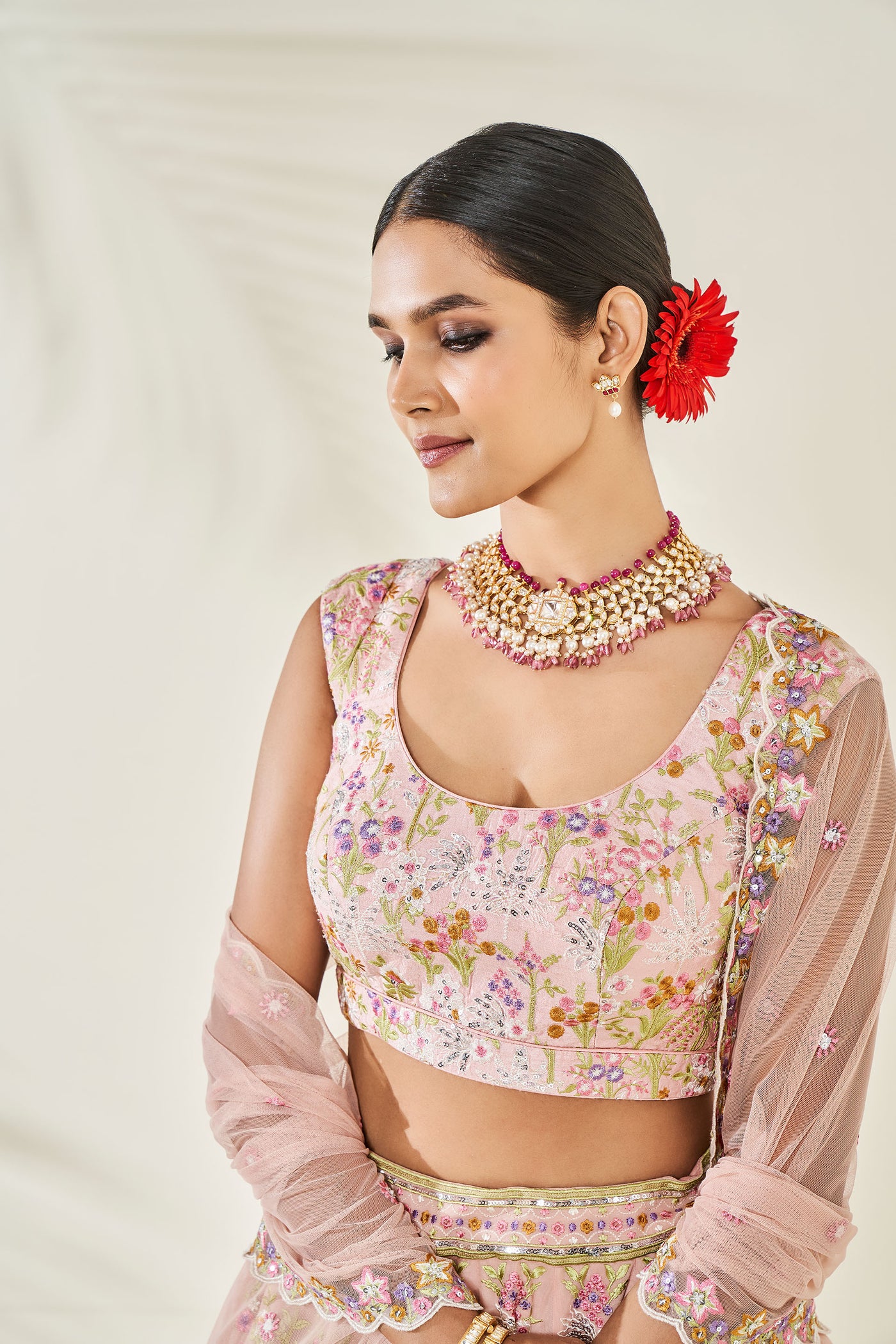 Anita Dongre Butterfly Blush Lehenga Set Blush festive indian designer wear online shopping melange singapore