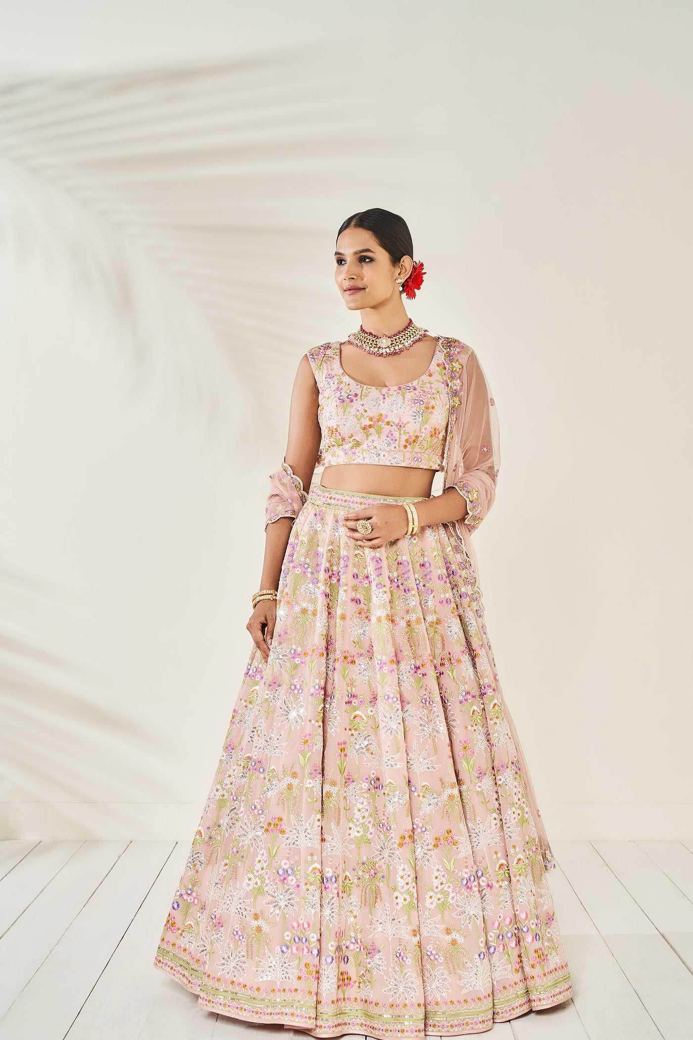 Anita Dongre Butterfly Blush Lehenga Set Blush festive indian designer wear online shopping melange singapore