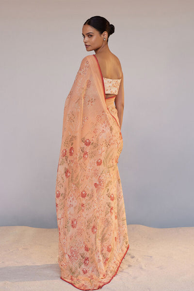 Anita Dongre Calfuray Saree Set Peach indian designer wear online shopping melange singapore