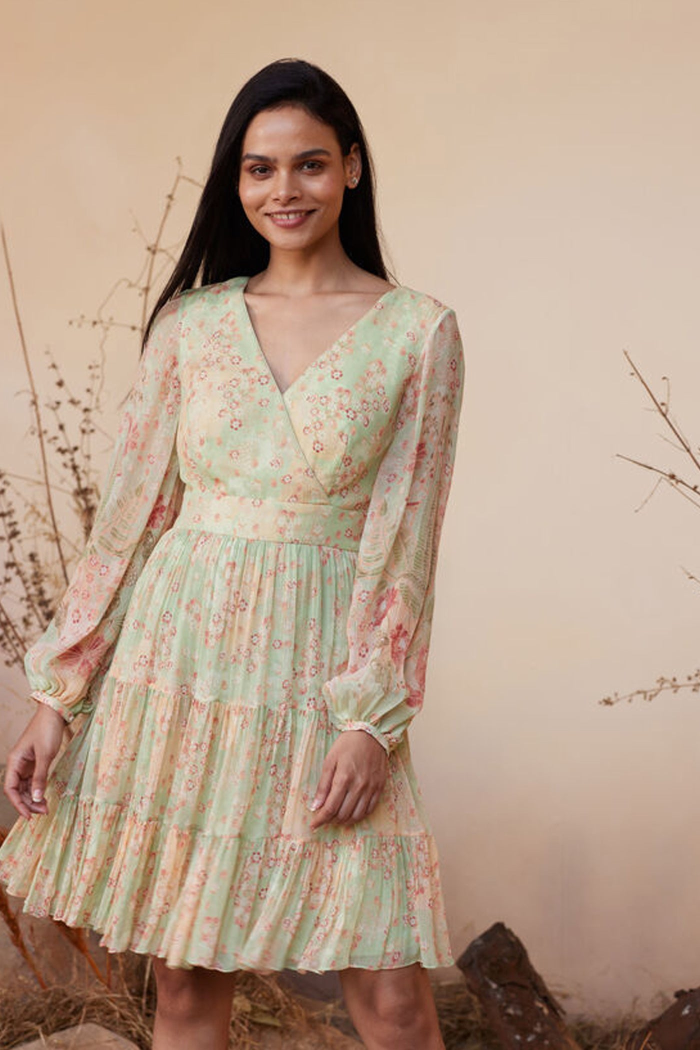 Anita Dongre Cerise Dress Sage indian designer wear online shopping melange singapore