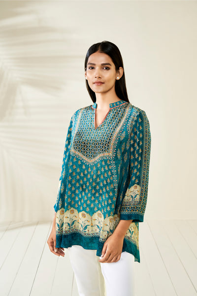 Anita Dongre Eashta top blue western indian designer wear online shopping melange singapore