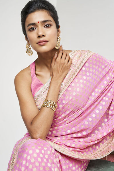 Anita Dongre Ekisha Benarasi Saree Pink indian designer wear online shopping melange singapore