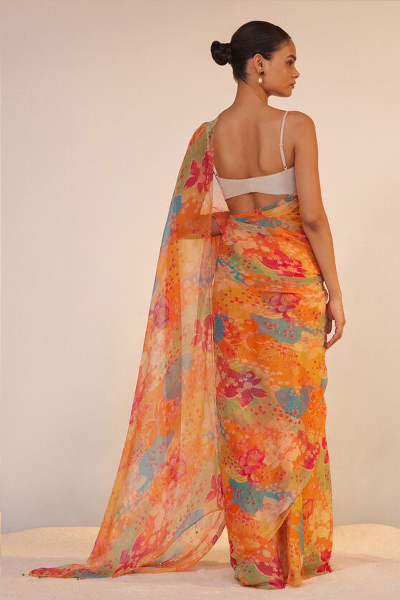 Anita Dongre Elowen Saree Set Orange indian designer wear online shopping melange singapore