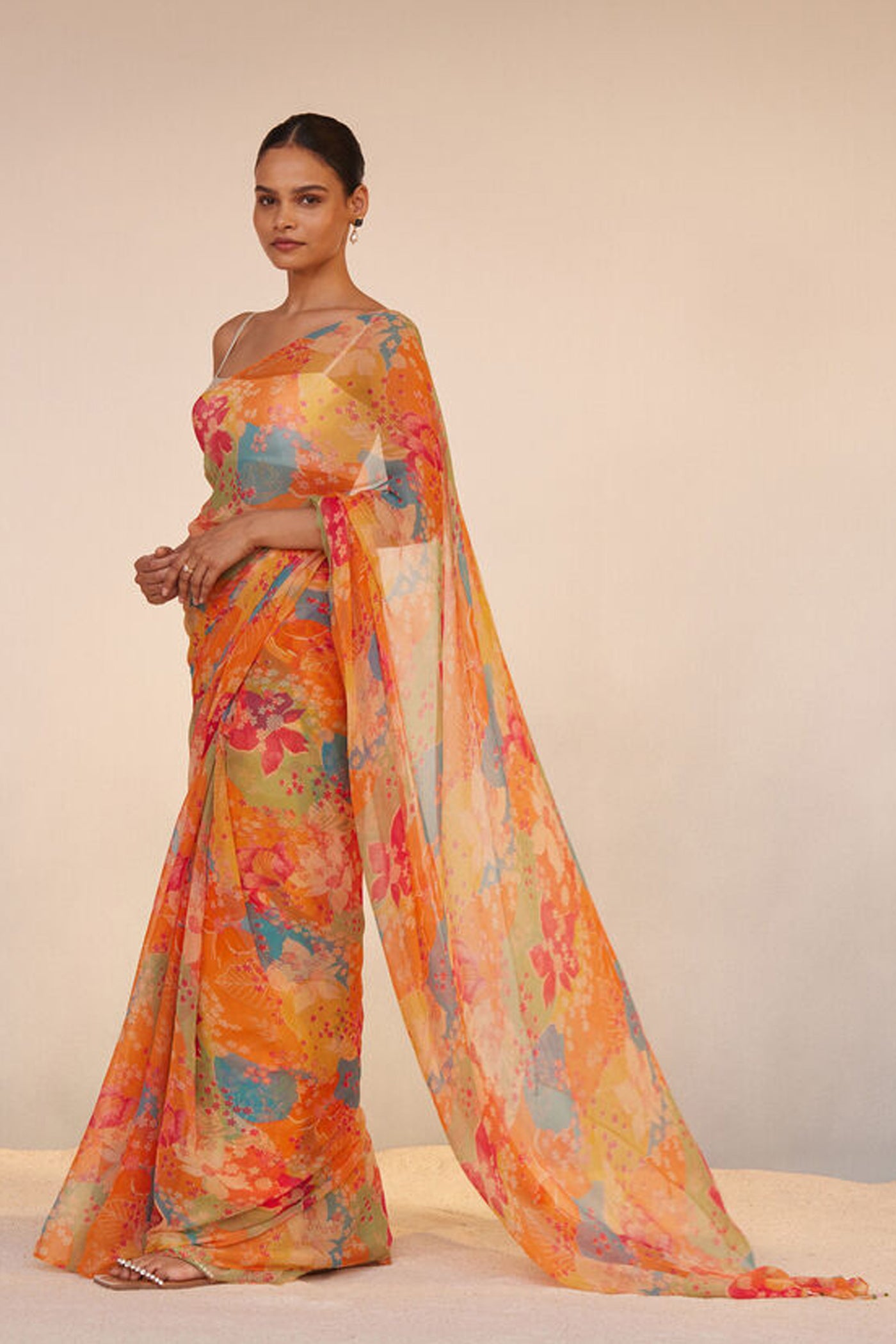 Anita Dongre Elowen Saree Set Orange indian designer wear online shopping melange singapore