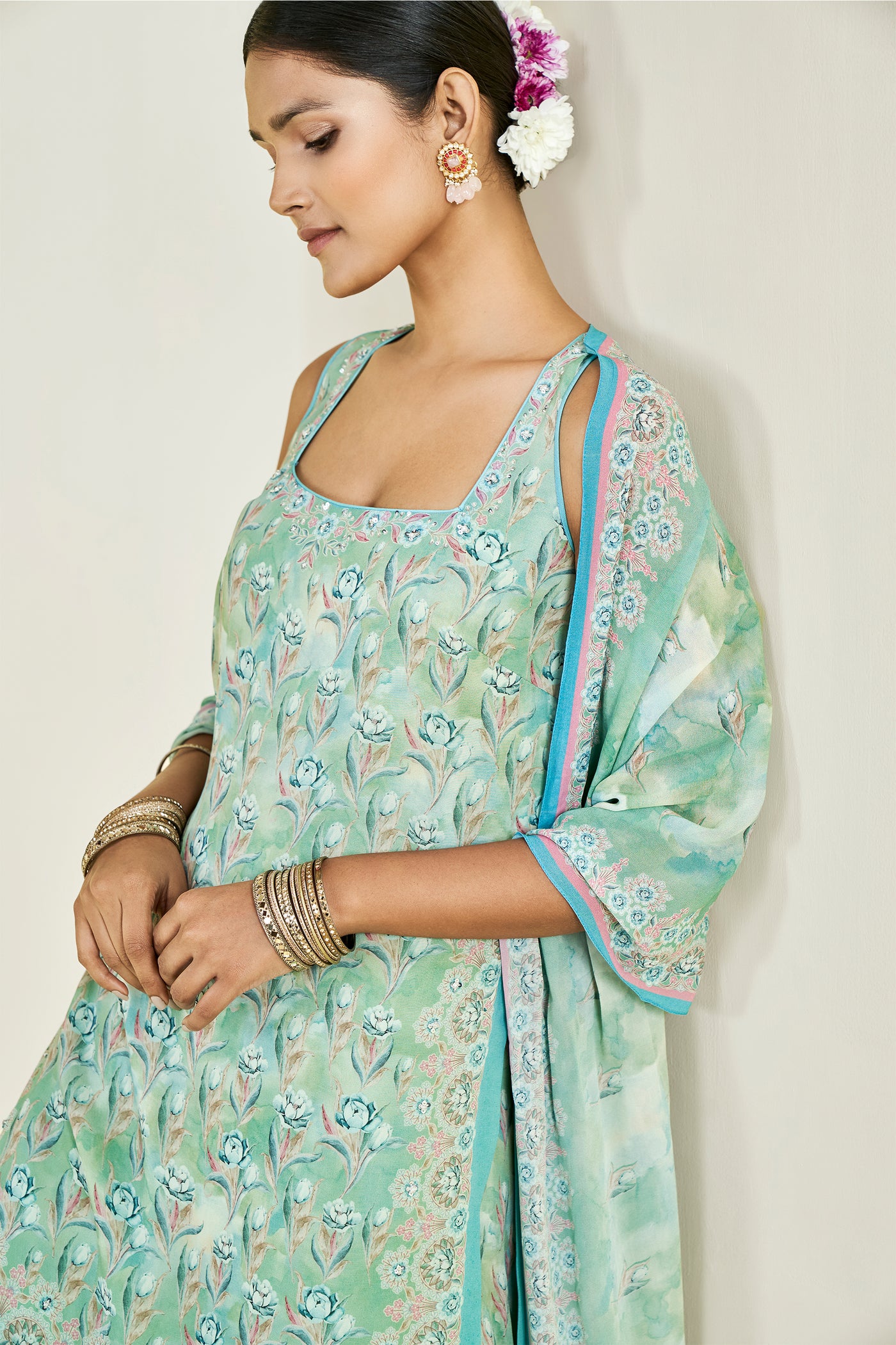Anita Dongre Fahima Sharara Set Blue online shopping melange singapore indian designer wear