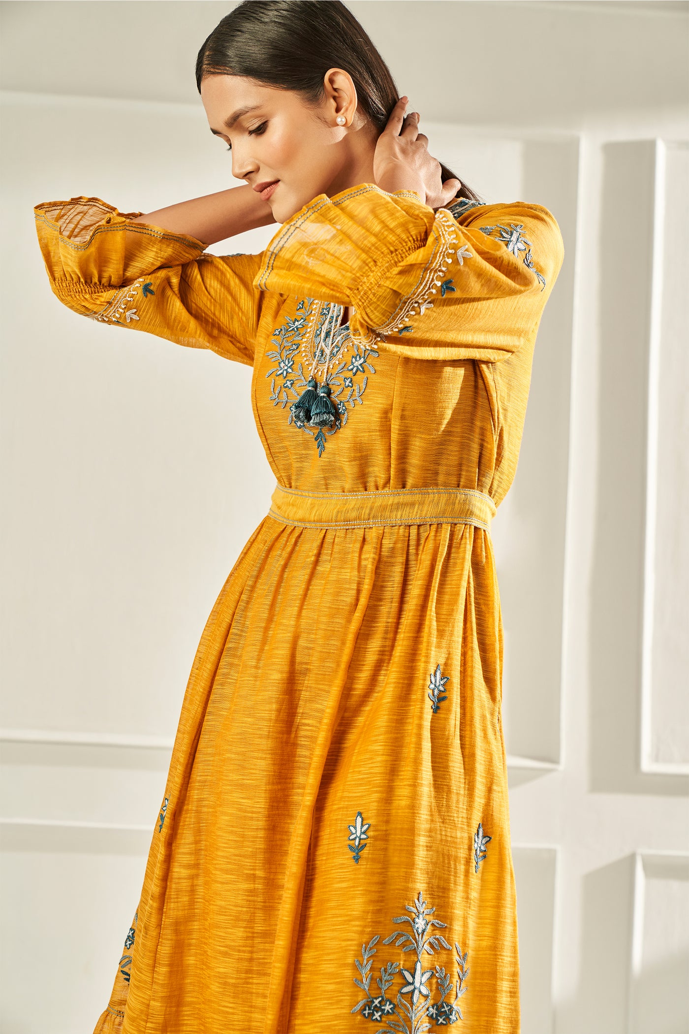 Anita Dongre Faiha Dress Ochre western indian designer wear online shopping melange singapore