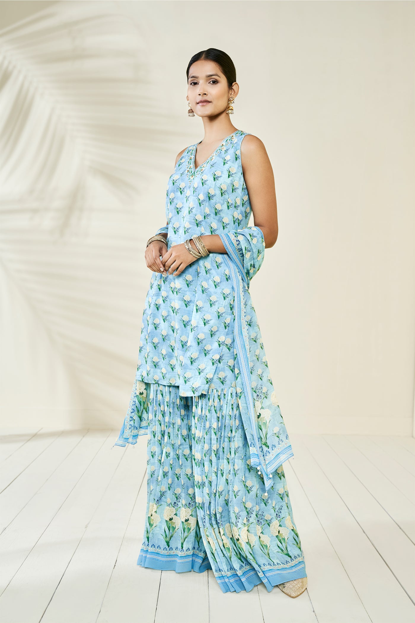Anita Dongre Farhi Sharara Set Blue online shopping melange singapore indian designer wear
