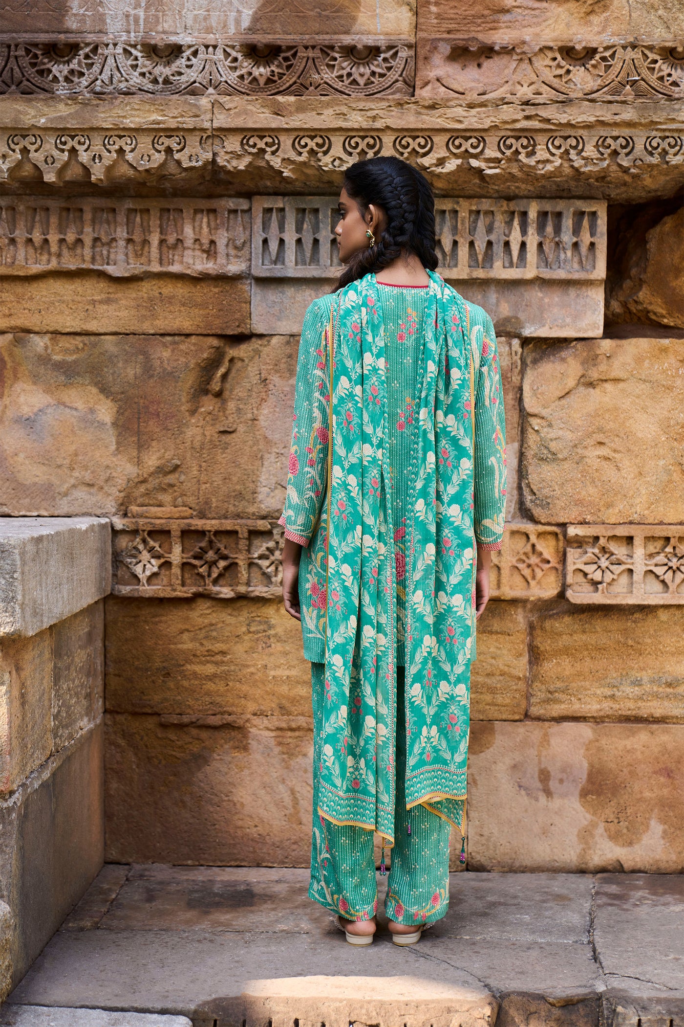 Anita Dongre Felisa Kurta Set Green festive indian designer wear online shopping melange singapore