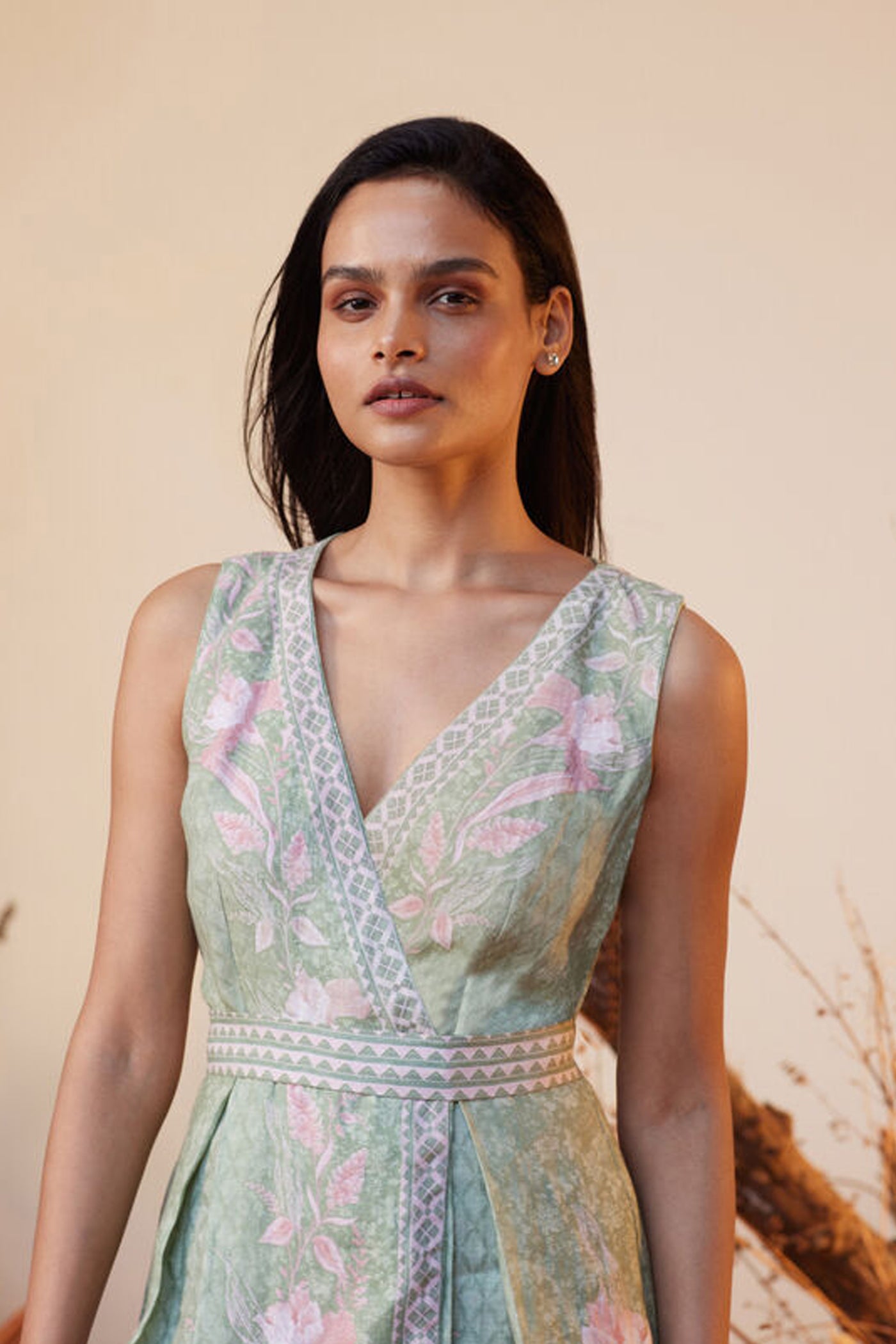 Anita Dongre Floriana Dress Sage indian designer wear online shopping melange singapore