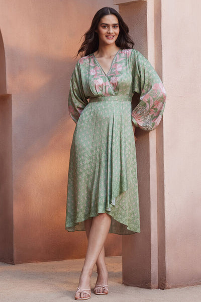 Anita Dongre Floriana Tunic Dress Sage indian designer wear online shopping melange singapore