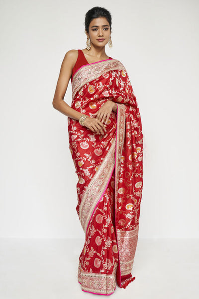 Anita Dongre Ganika Benarasi Saree Red indian designer wear online shopping melange singapore