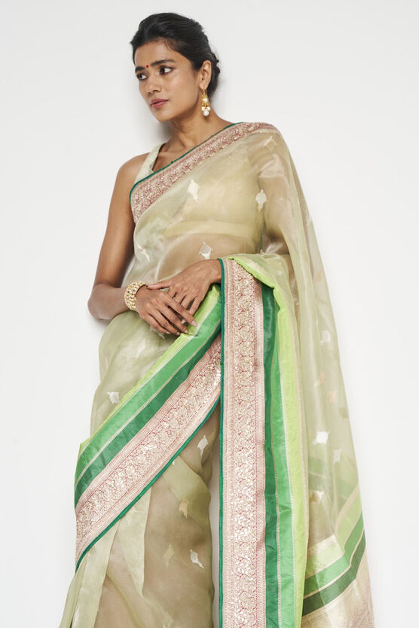 Anita Dongre Gauhar Benarasi Saree Sage indian designer wear online shopping melange singapore