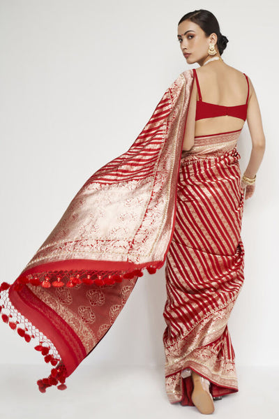 Anita Dongre Hargun Benarasi Saree Red indian designer wear online shopping melange singapore