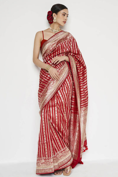 Anita Dongre Hargun Benarasi Saree Red indian designer wear online shopping melange singapore