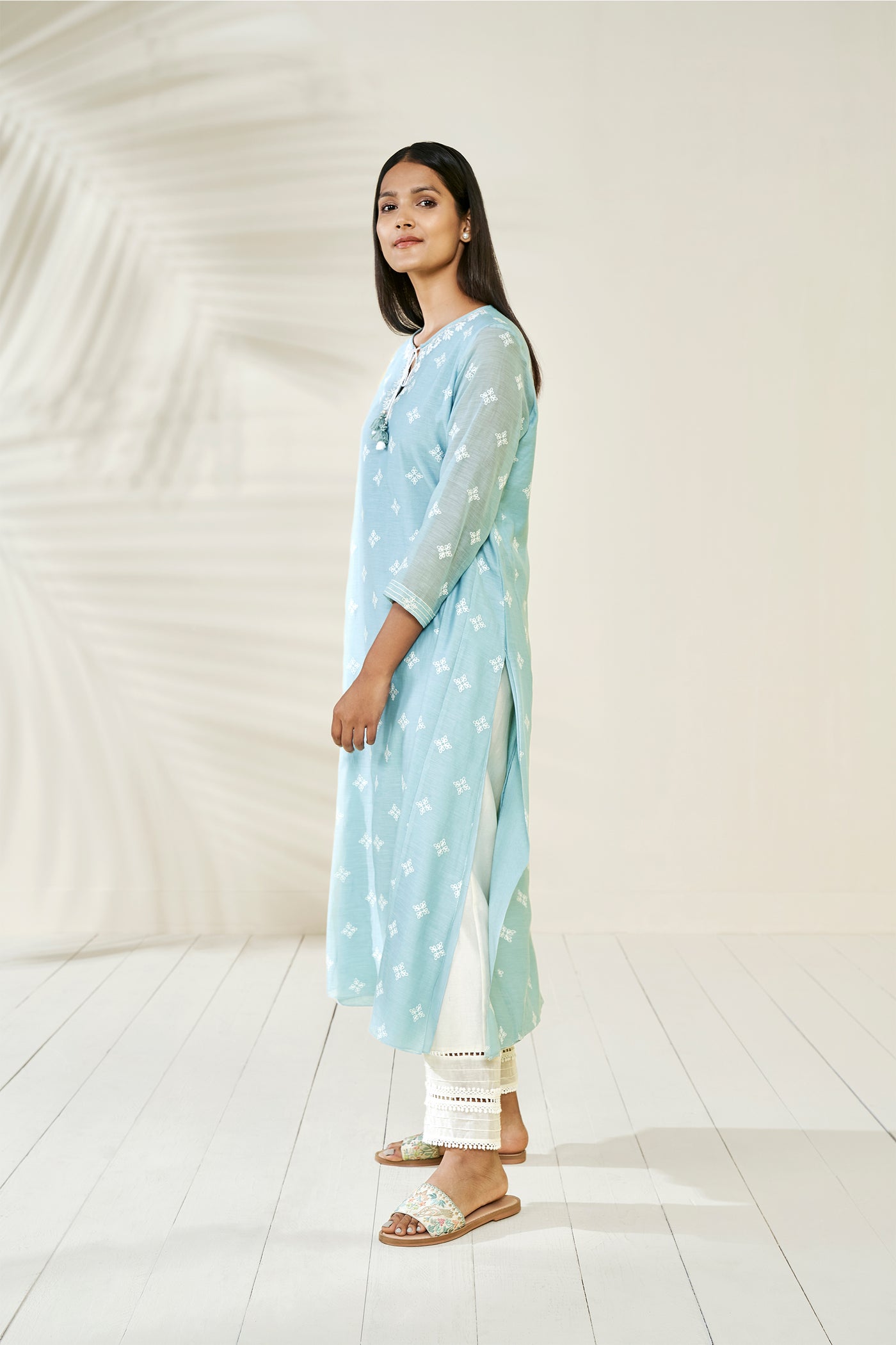 Anita Dongre Hirisha Kurta Powder Blue online shopping melange singapore indian designer wear