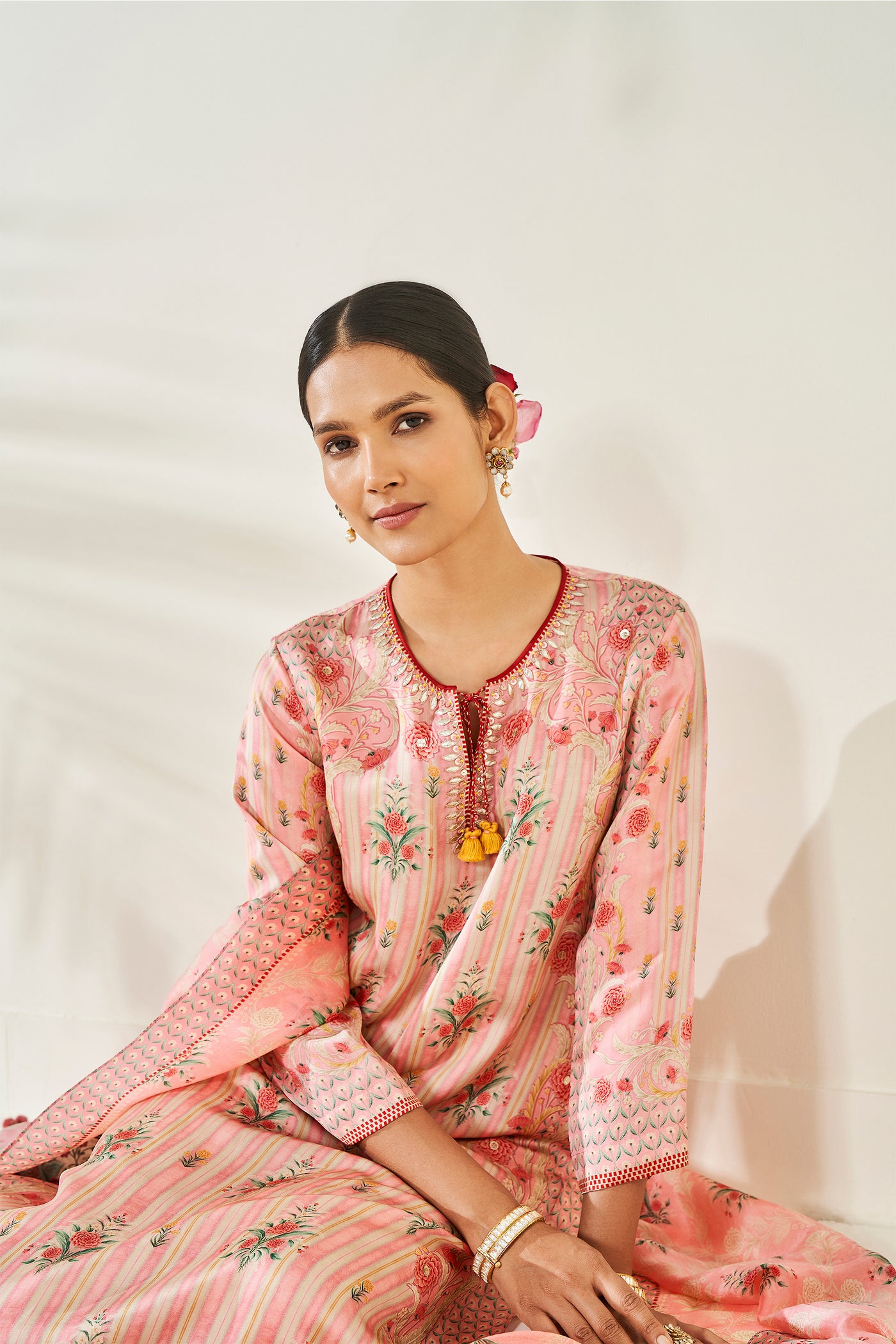 Anita Dongre Kapila Kurta Set Pink festive indian designer wear online shopping melange singapore
