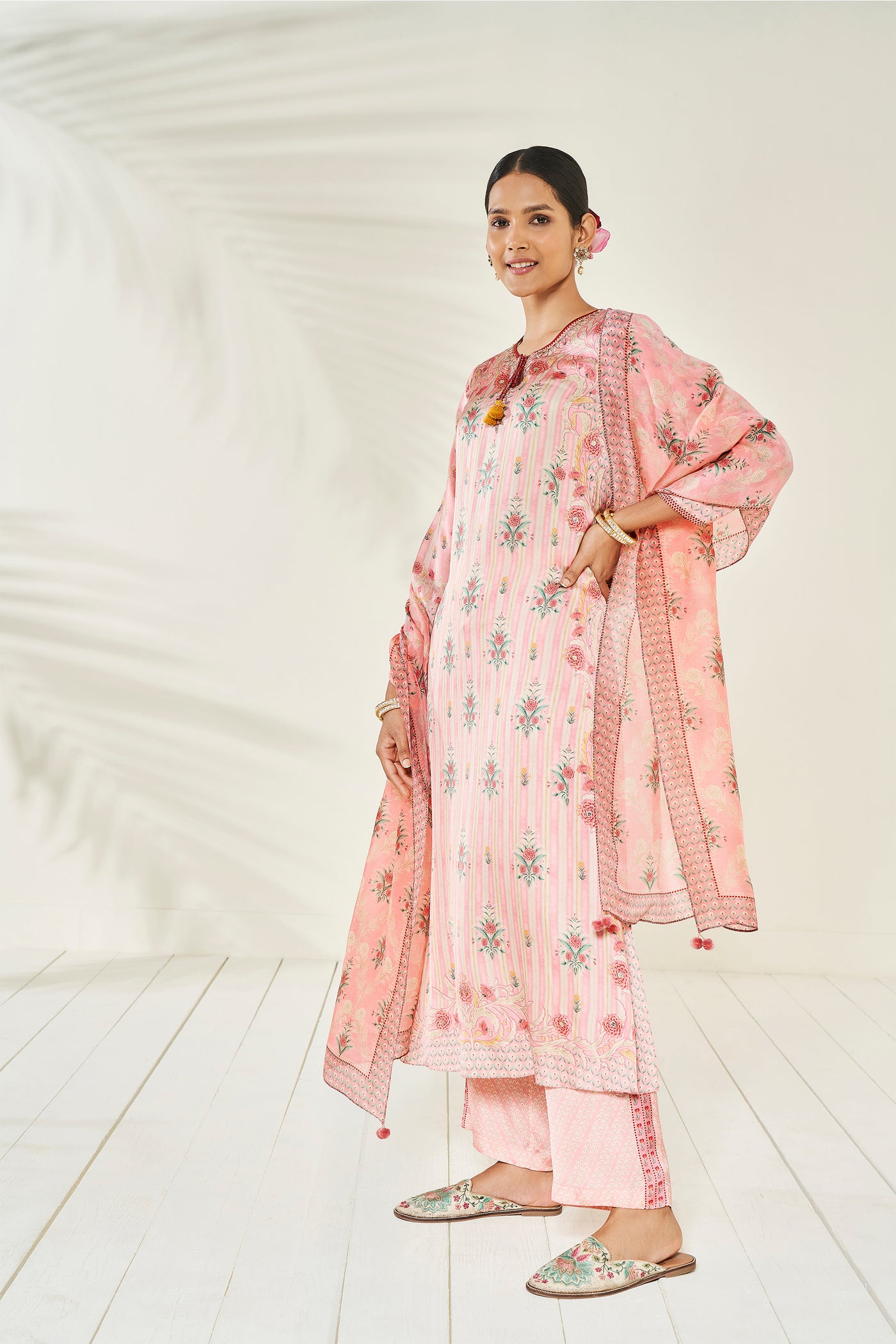 Anita Dongre Kapila Kurta Set Pink festive indian designer wear online shopping melange singapore