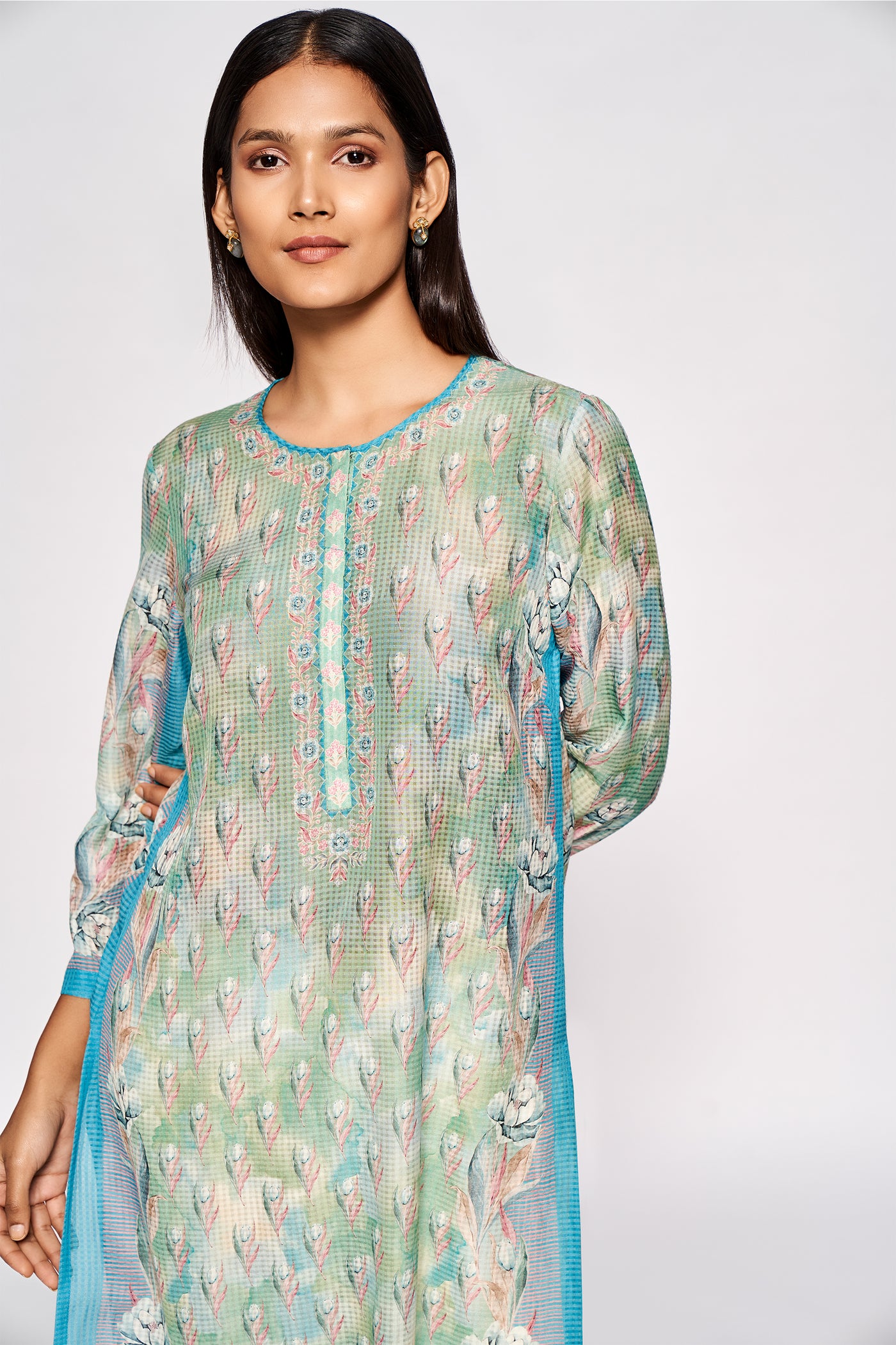 Anita Dongre Kusha Kurta Blue indian designer wear online shopping melange singapore