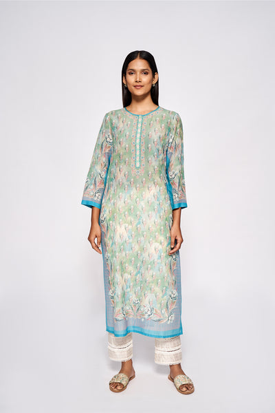 Anita Dongre Kusha Kurta Blue indian designer wear online shopping melange singapore