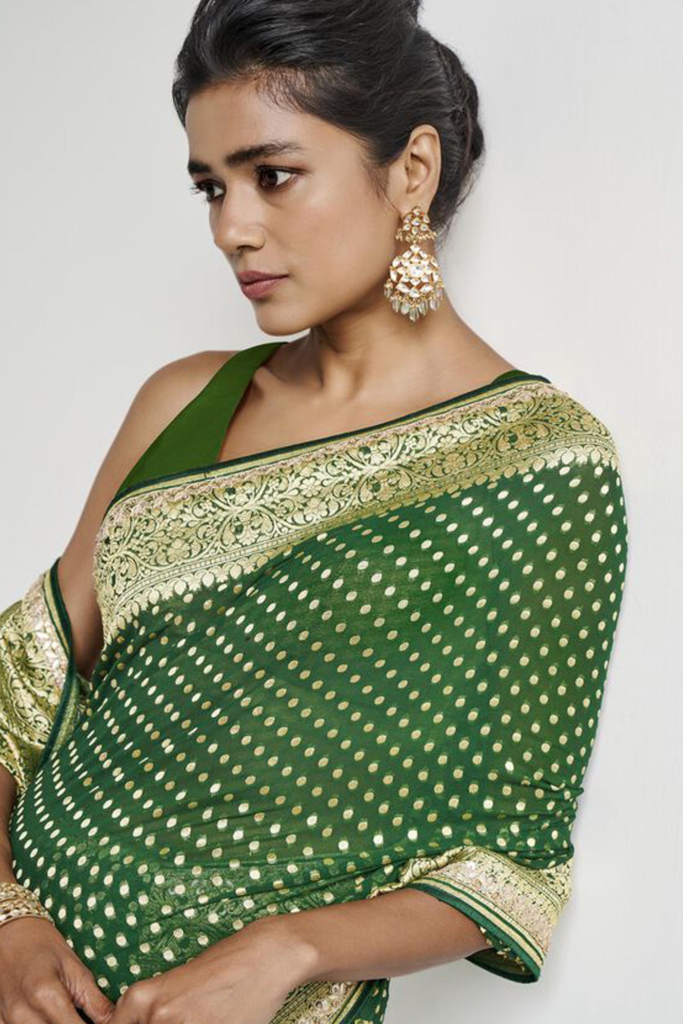 Anita Dongre Lekha Benarasi Saree Green indian designer wear online shopping melange singapore