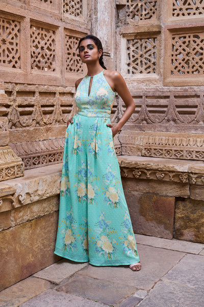 Anita Dongre Lola Jumpsuit Green western indian designer wear online shopping melange singapore