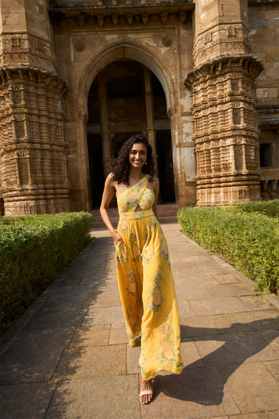 Anita Dongre Lola Jumpsuit Yellow western indian designer wear online shopping melange singapore
