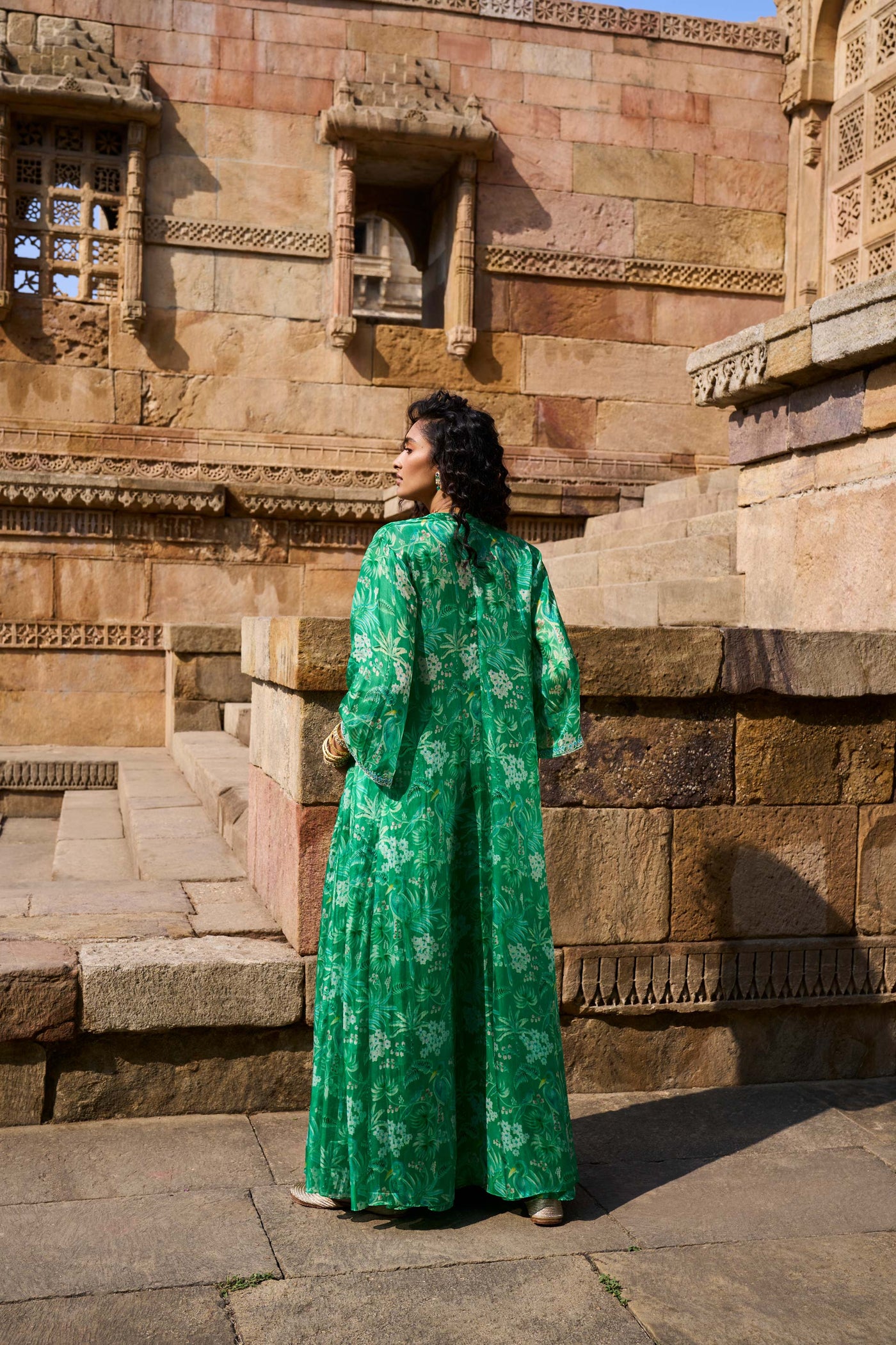 Anita Dongre Magic Magpies Jacket Set Green festive indian designer wear online shopping melange singapore