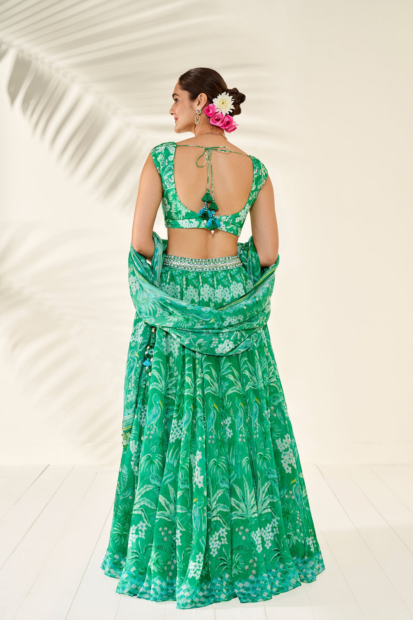 Anita Dongre Magic Magpies Lehenga Set Green festive indian designer wear online shopping melange singapore