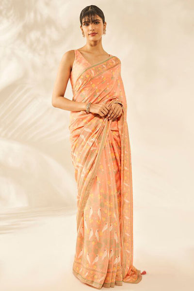 Anita Dongre Maitri Saree Peach indian designer wear online shopping melange singapore