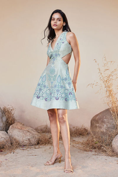Anita Dongre Masafi Dress Sage indian designer wear online shopping melange singapore