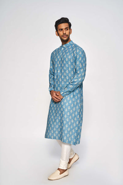 Anita Dongre menswear Rishi Kurta Blue festive indian designer wear online shopping melange singapore 