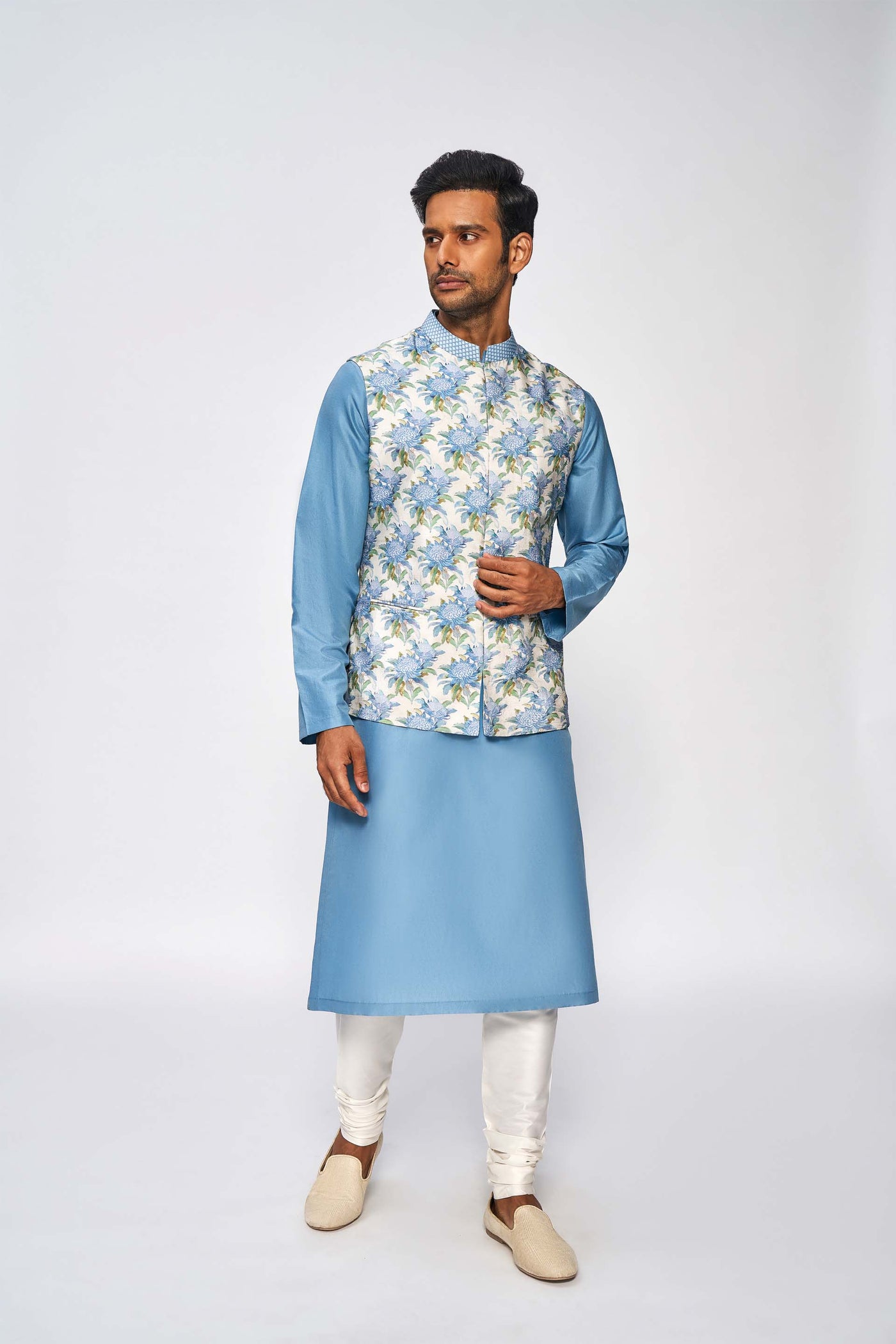 Anita Dongre menswear Armaan Bandi Powder Blue festive indian designer wear online shopping melange singapore 