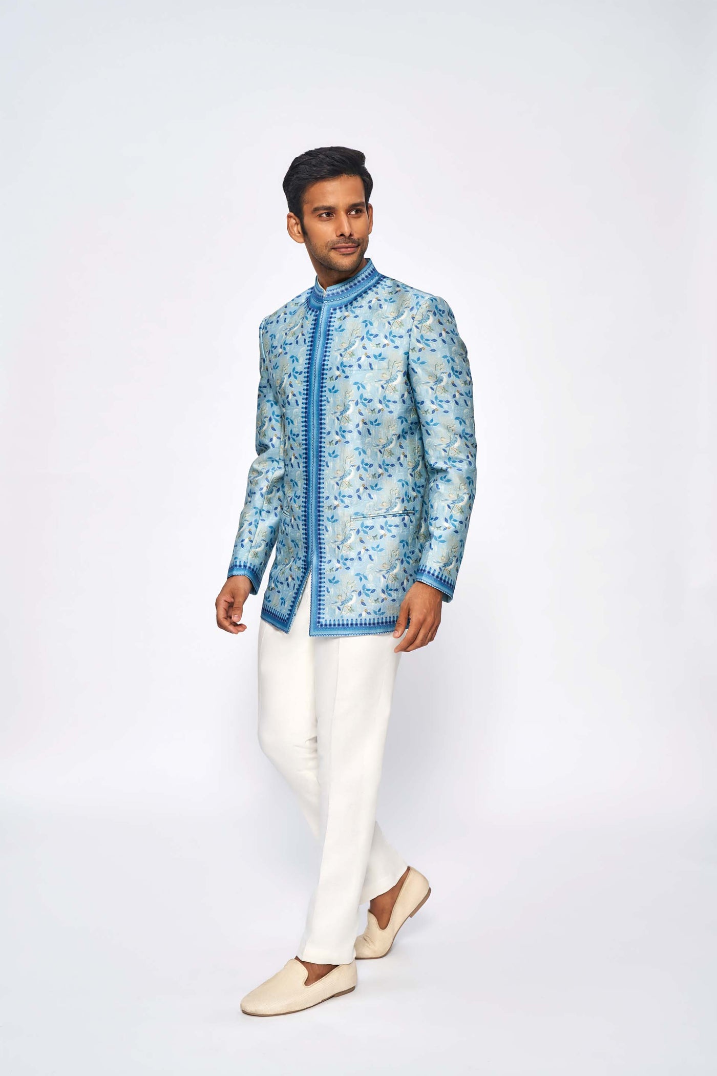 Anita Dongre menswear Malaank Bandhgala Powder Blue festive indian designer wear wedding groom online shopping melange singapore