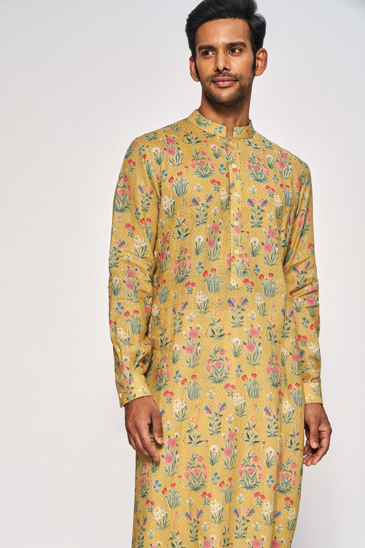 Anita Dongre menswear Vanshul Kurta Mustard festive indian designer wear online shopping melange singapore