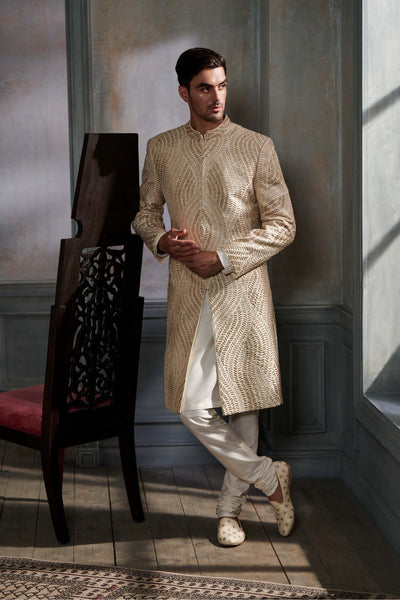 Anita Dongre menswear Palvit Sherwani Off White festive wedding indian groom designer wear online shopping melange singapore 