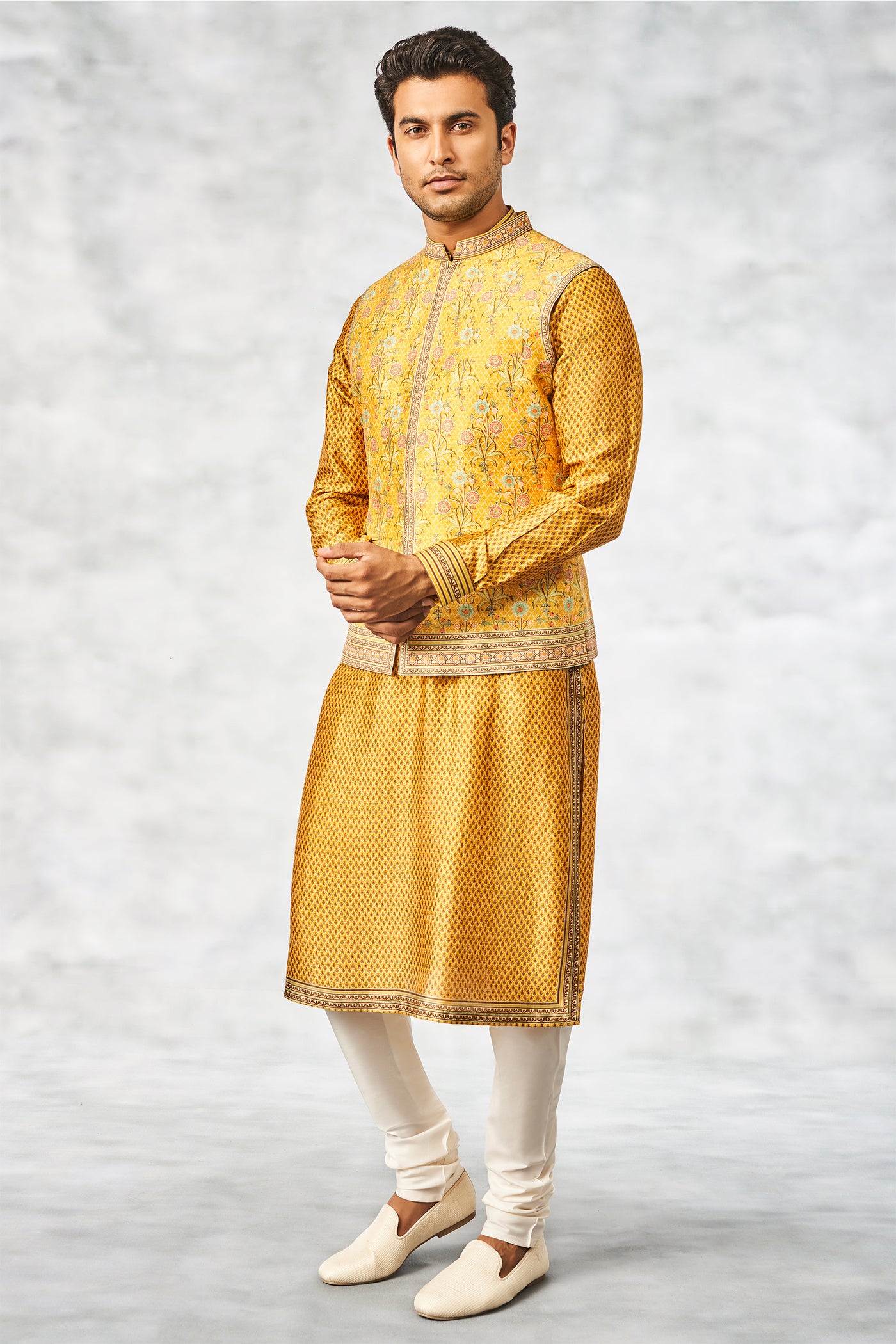 Anita Dongre menswear Udanth Bandi Mustard bundi yellow indian designer wear wedding online shopping melange singapore festive jacket