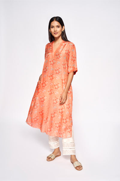 Anita Dongre Miran Kurta Orange indian designer wear online shopping melange singapore