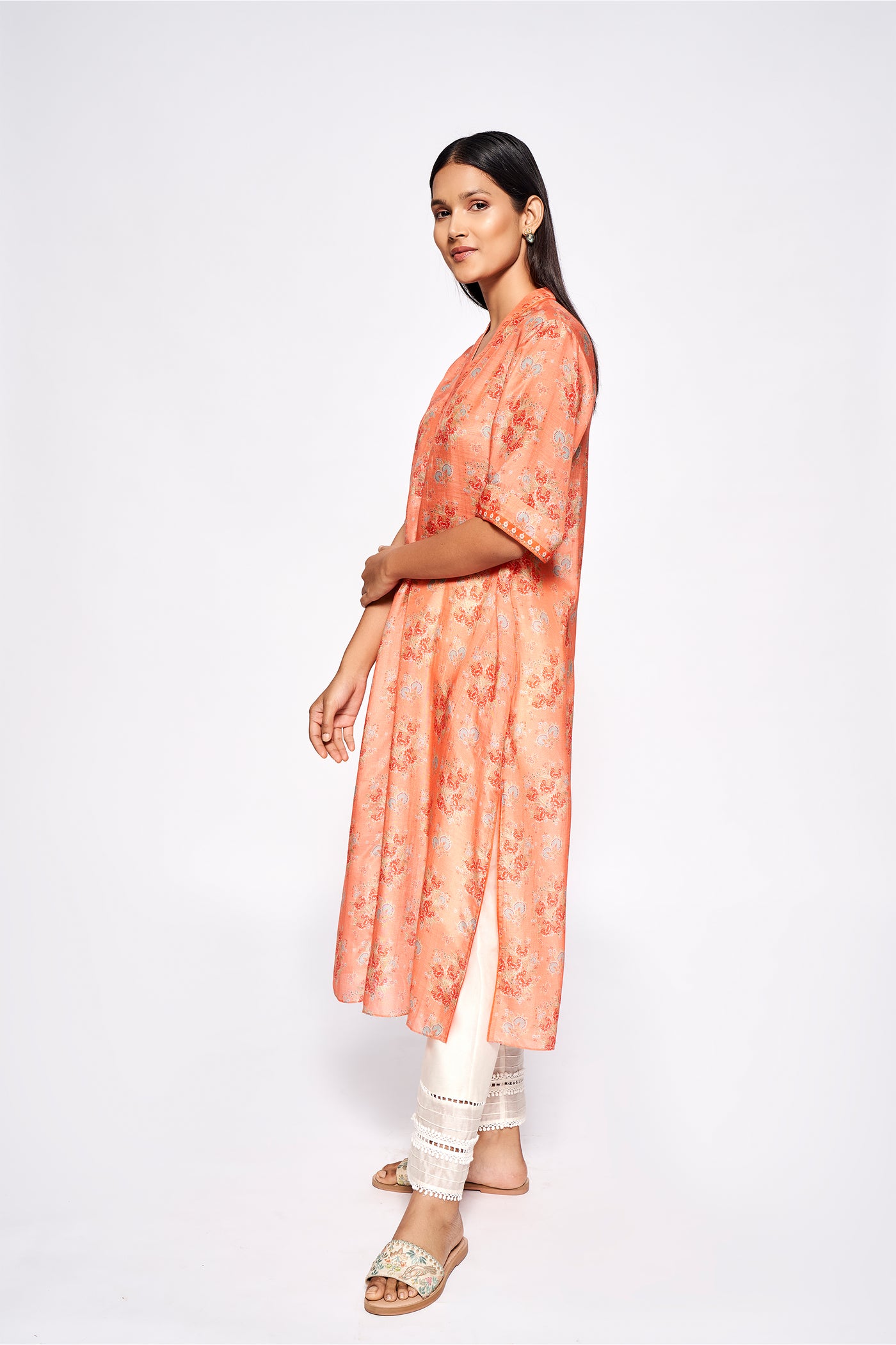 Anita Dongre Miran Kurta Orange indian designer wear online shopping melange singapore
