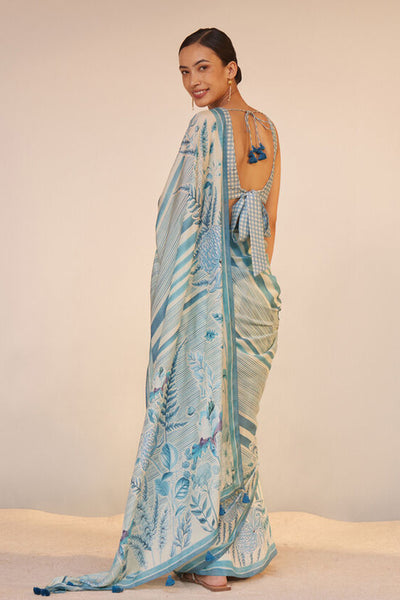 Anita Dongre Neela Saree Set Blue indian designer wear online shopping melange singapore