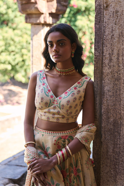 Anita Dongre Nevis Skirt Set Beige festive indian designer wear online shopping melange singapore