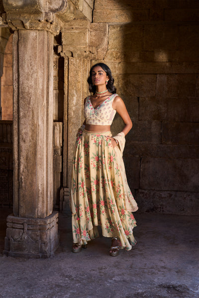 Anita Dongre Nevis Skirt Set Beige festive indian designer wear online shopping melange singapore