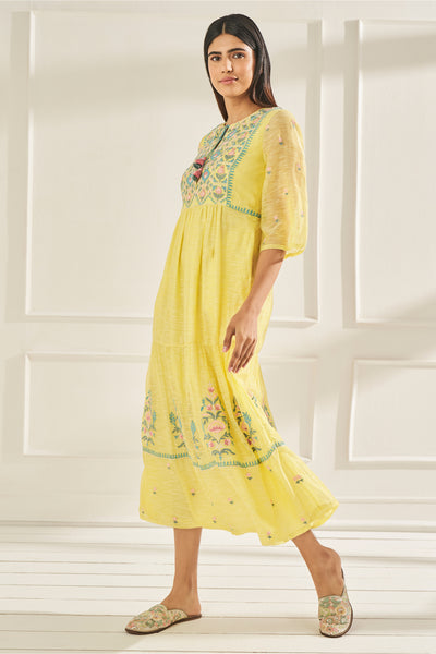 Anita Dongre Nyra Dress Yellow western indian designer wear online shopping melange singapore